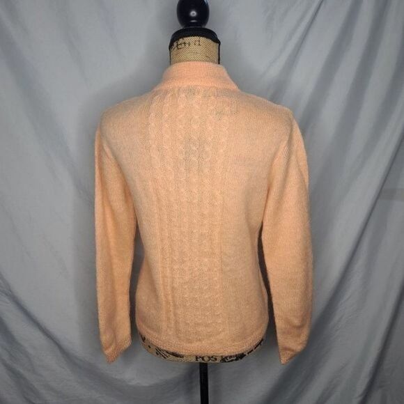 Vintage 1950's Pandira Shagora Wool Mohair Orange Mock Neck Sweater Small - Picture 4 of 11